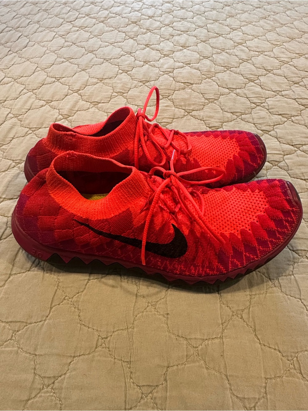 Nike Red Knit Sneakers with Black Swoosh